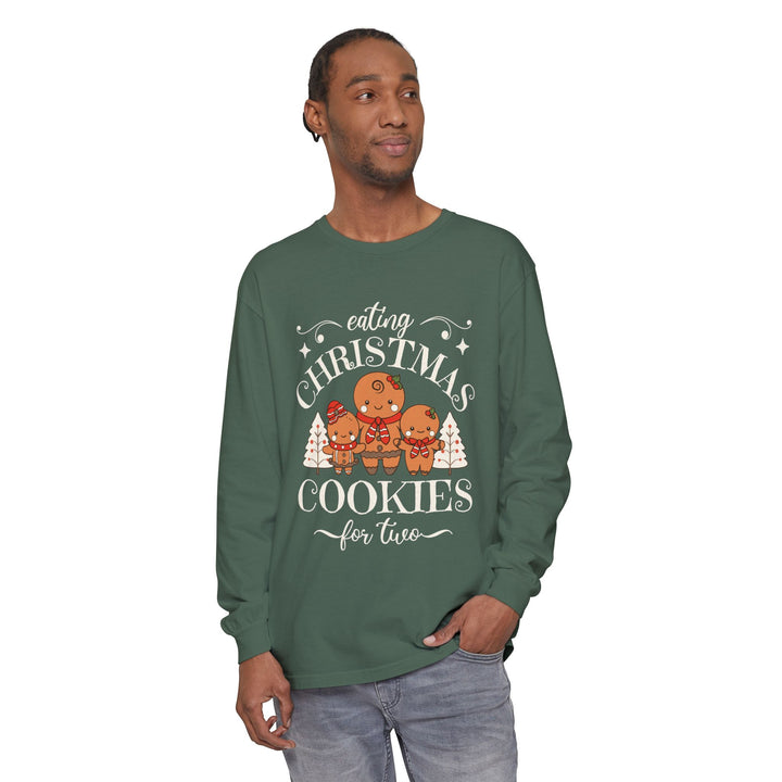 Unisex Garment-dyed Long Sleeve T-Shirt - Eating Christmas Cookies For Two