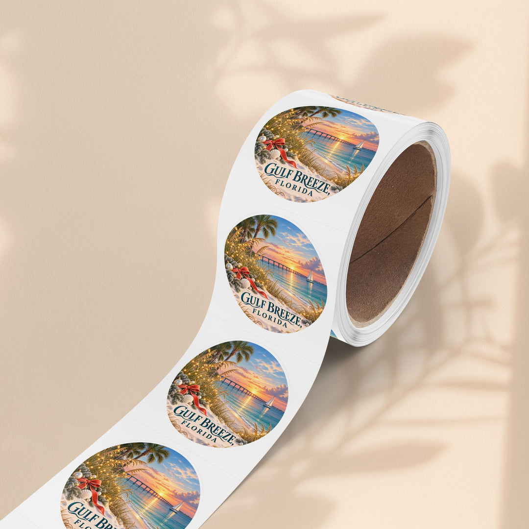 Gulf Breeze Florida Sticker Roll – Scenic Beach Souvenir Labels