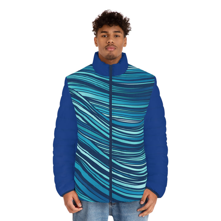 Men's Puffer Jacket - Ocean Waves