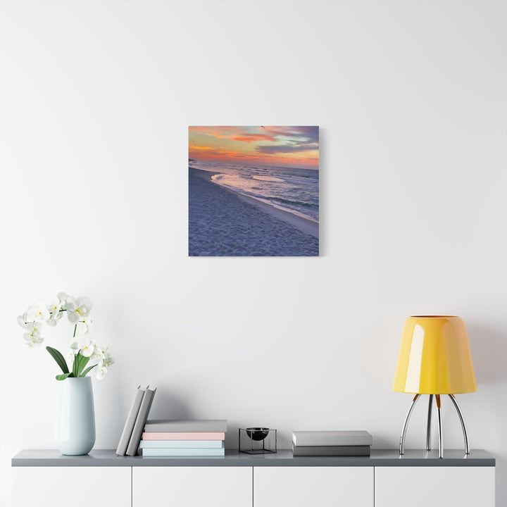 Sunset Beach Matte Stretched Canvas Print