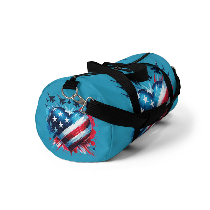 Patriotic Duffel Bag – Heart American Flag Travel & Gym Weekender, Military Appreciation Gift