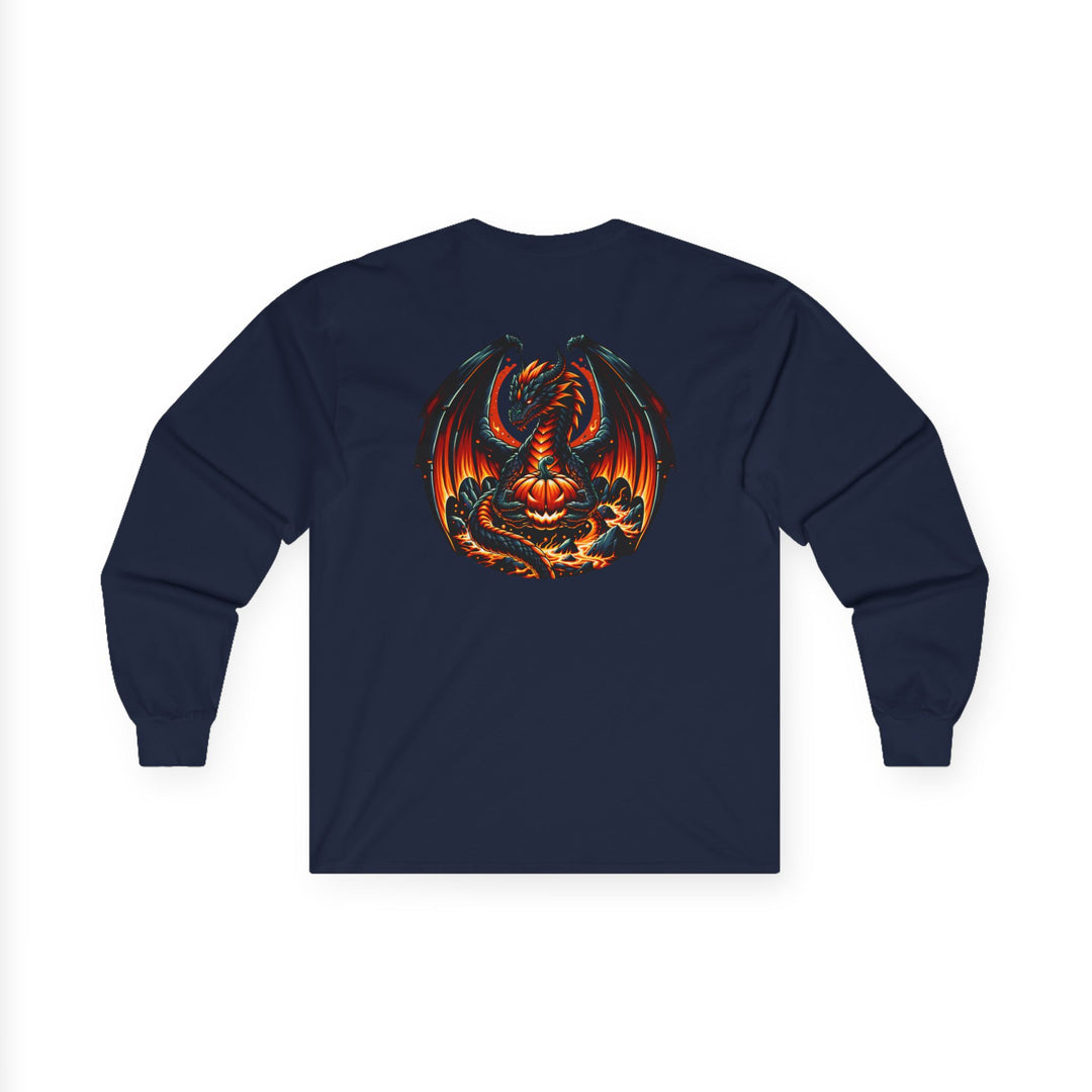 Dragon Emblem Unisex Long Sleeve Tee, Casual Streetwear, Gift for Fantasy Lovers, Halloween Apparel, Geek Culture Shirt, Cozy Graphic Tee