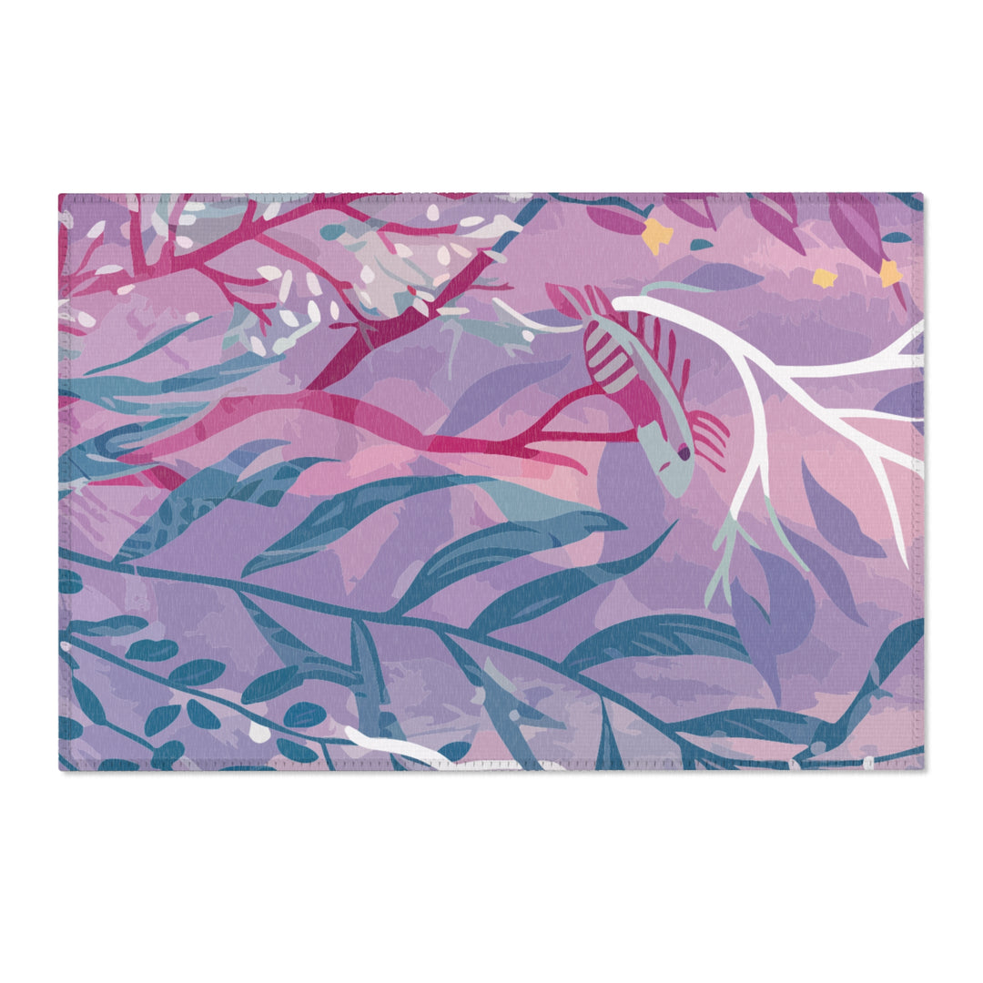 Boho Chic Area Rug - Purple Seaweed Home Decor Mat for Living Room