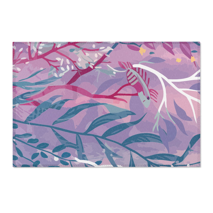 Boho Chic Area Rug - Purple Seaweed Home Decor Mat for Living Room