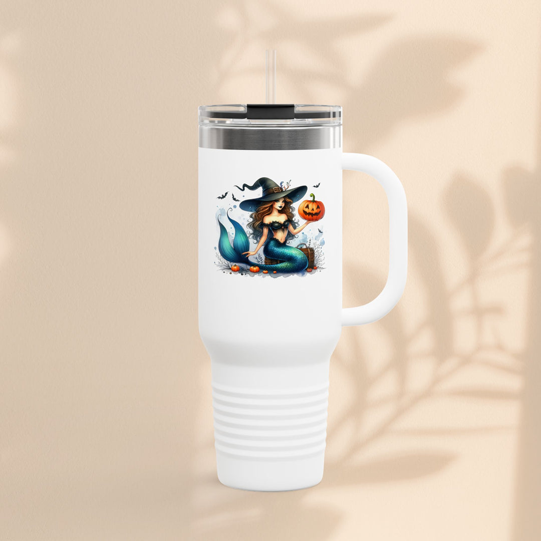Mermaid & Pumpkin Halloween Travel Mug – 40oz Insulated Tumbler for Gifts & Parties