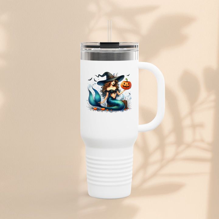 Mermaid & Pumpkin Halloween Travel Mug – 40oz Insulated Tumbler for Gifts & Parties