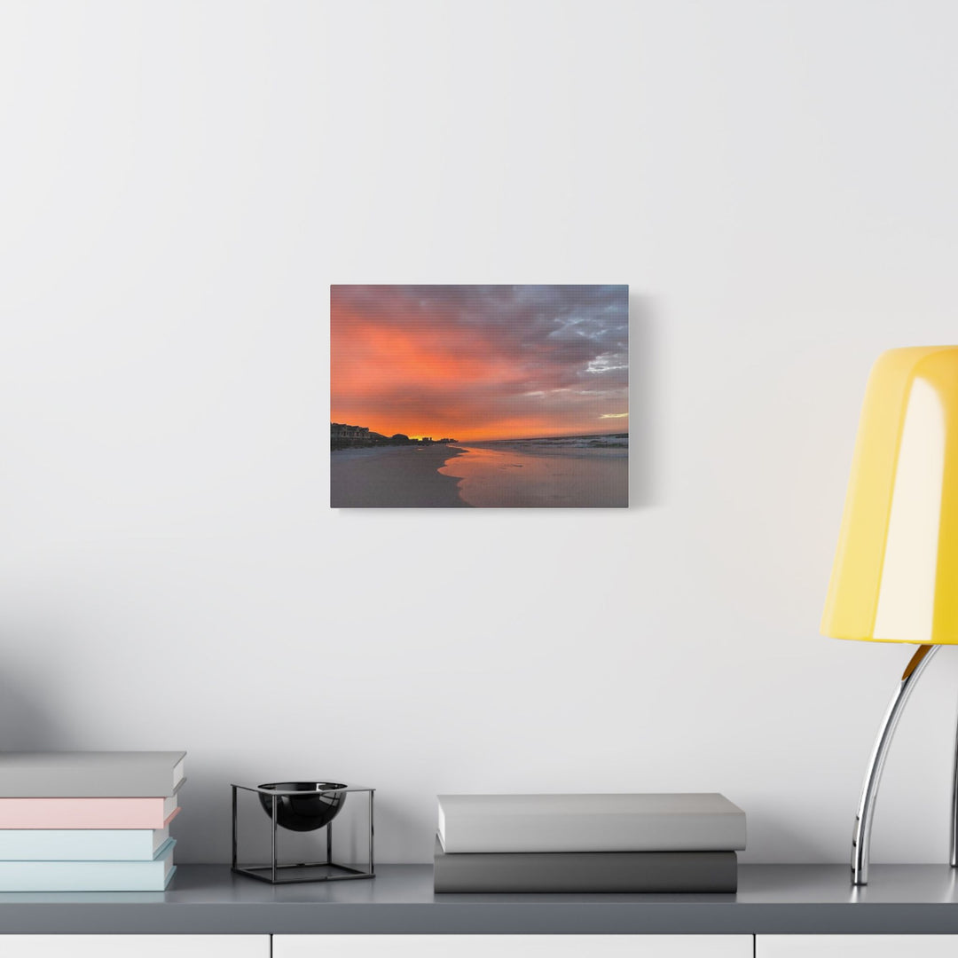 Sunset Beach Satin Stretched Canvas Wall Art