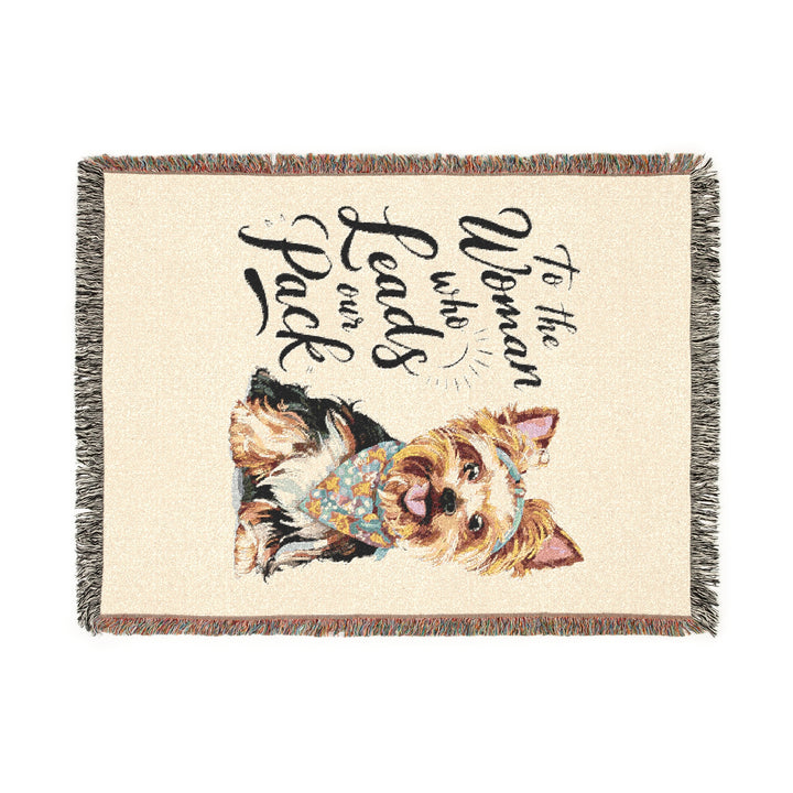 For the Woman Who Leads the Pack – Cozy Woven Blanket for Dog Lovers, Inspirational Pet Quote, Warm Home Décor & Perfect Gift