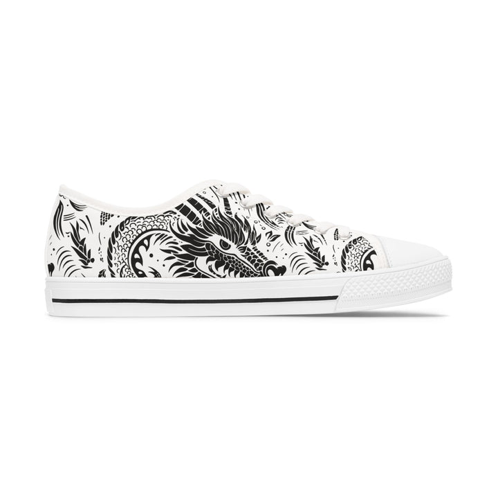 Women's Low Top Sneakers - Dragon Black and White