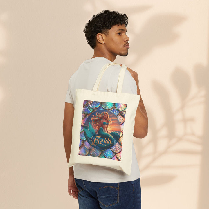 Cotton Canvas Tote Bag - Florida Mermaid