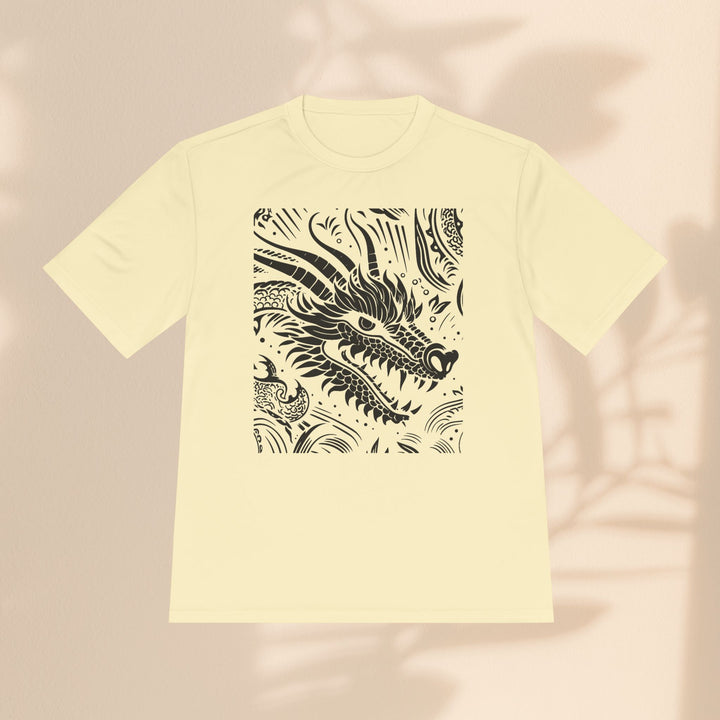 Unisex Moisture Wicking Tee - Dragon Black and White