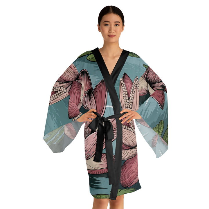 Long Sleeve Kimono Robe - Lotus Blossom