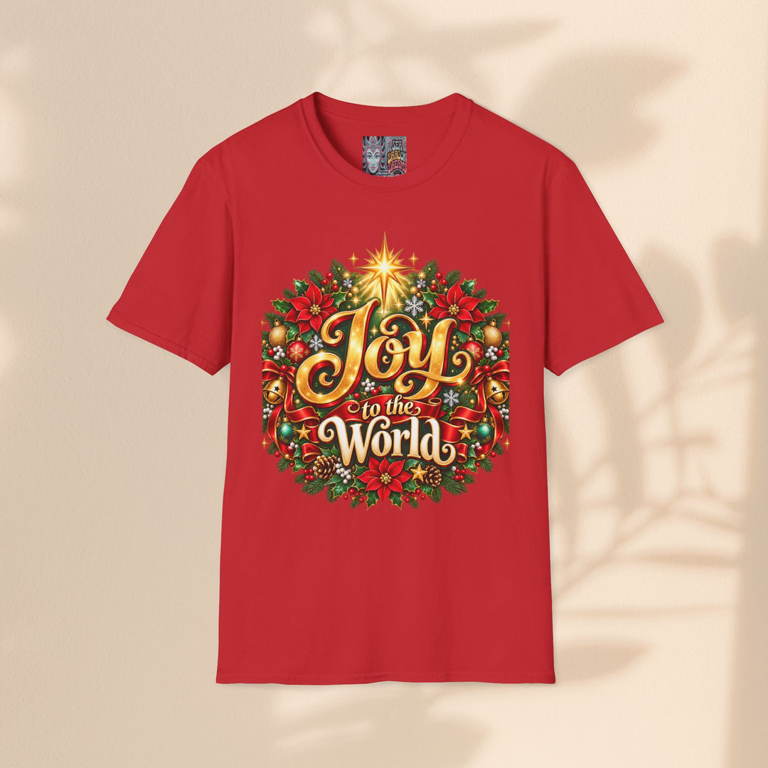 Joy to the World Christmas T-Shirt — Festive Wreath Holiday Tee