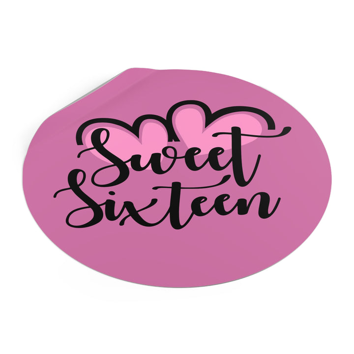 Sweet 16 Round Vinyl Stickers – Birthday Party Favors, Cute Décor & Personalized Celebration Labels
