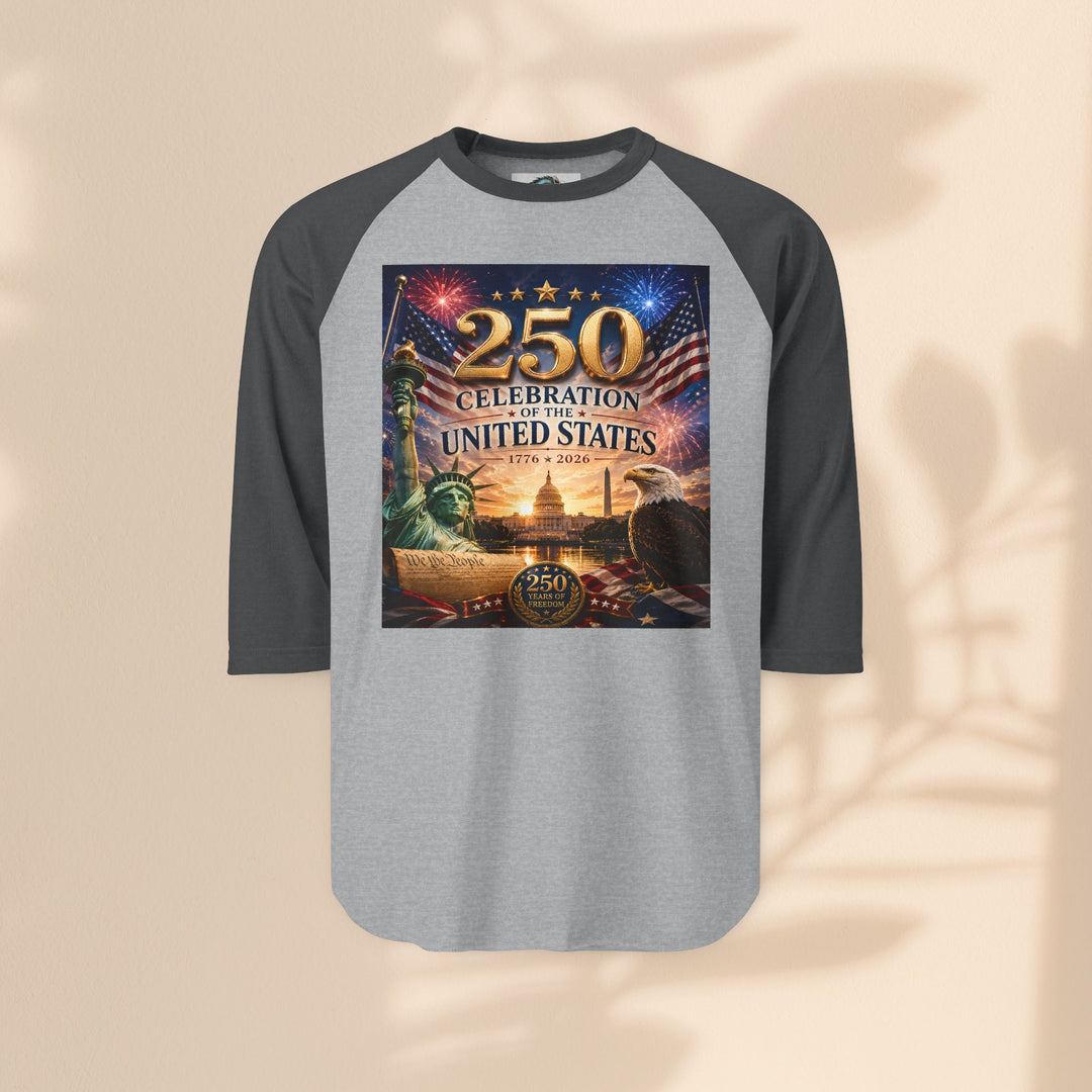 250th United States Celebration Raglan Shirt — Liberty Fireworks Anniversary Tee