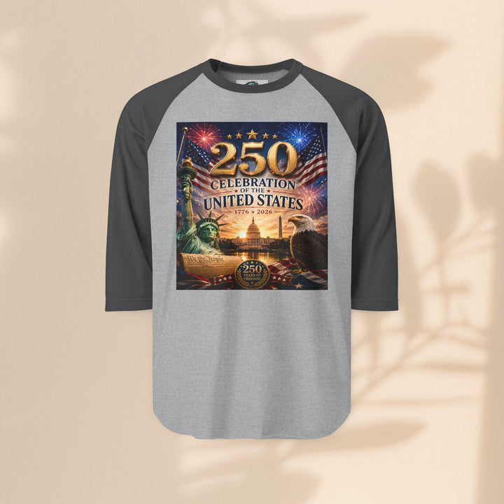 250th United States Celebration Raglan Shirt — Liberty Fireworks Anniversary Tee