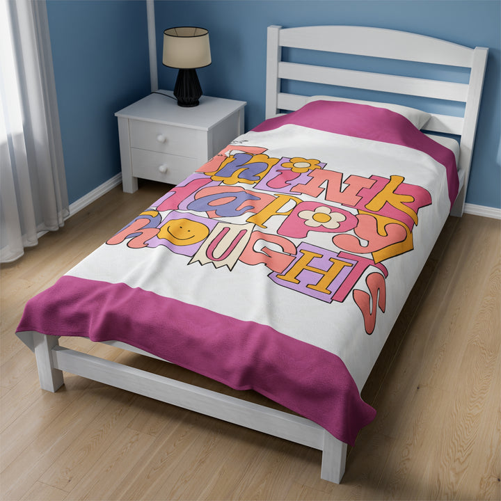 Velveteen Plush Blanket - Think Happy Thoughts