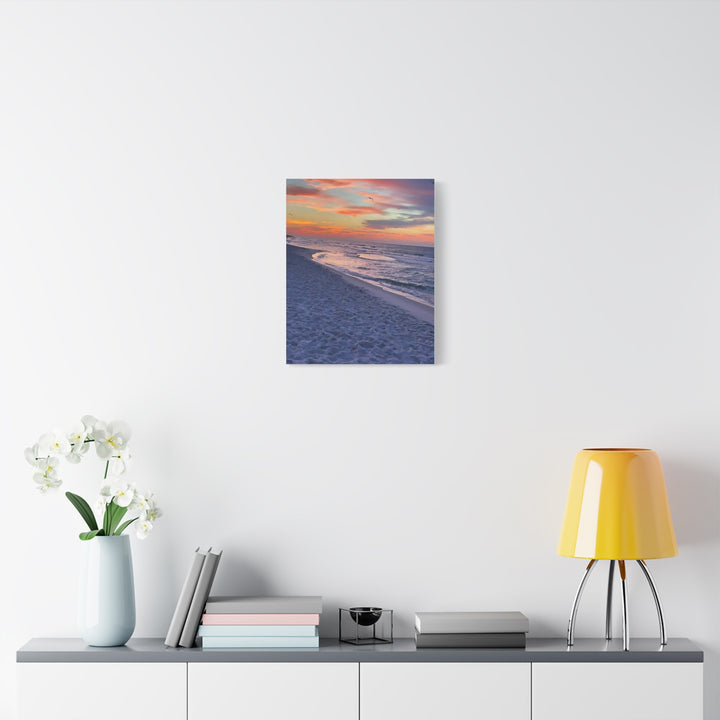 Sunset Beach Matte Stretched Canvas Print