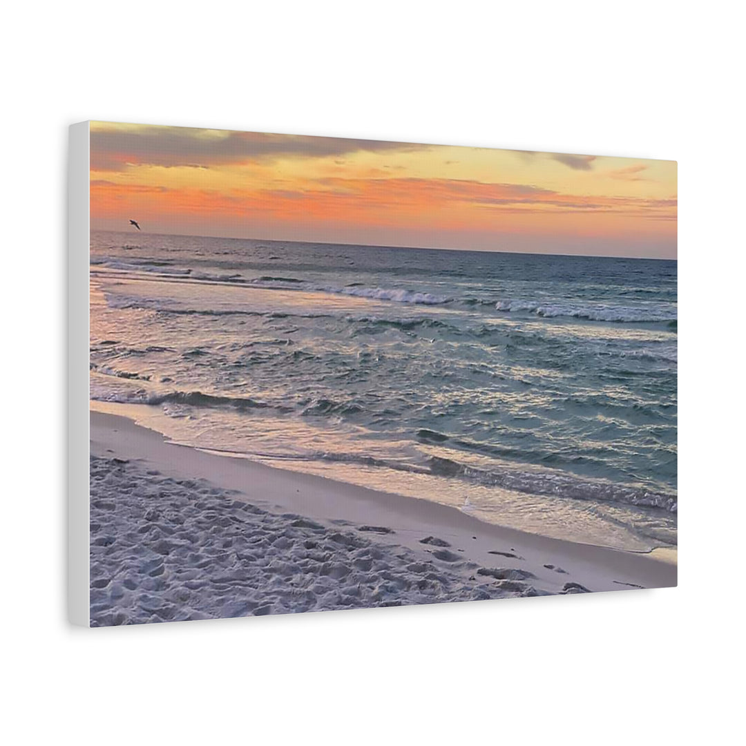 Sunset Beach Matte Stretched Canvas Wall Art