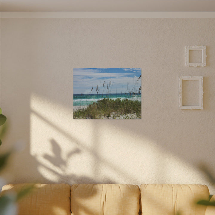 Coastal Dune Beach Canvas Print – Waves and Sea Oats Wall Art
