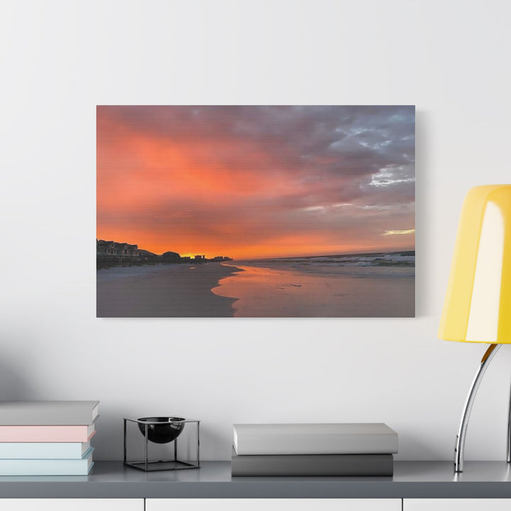 Sunset Beach Satin Stretched Canvas Wall Art