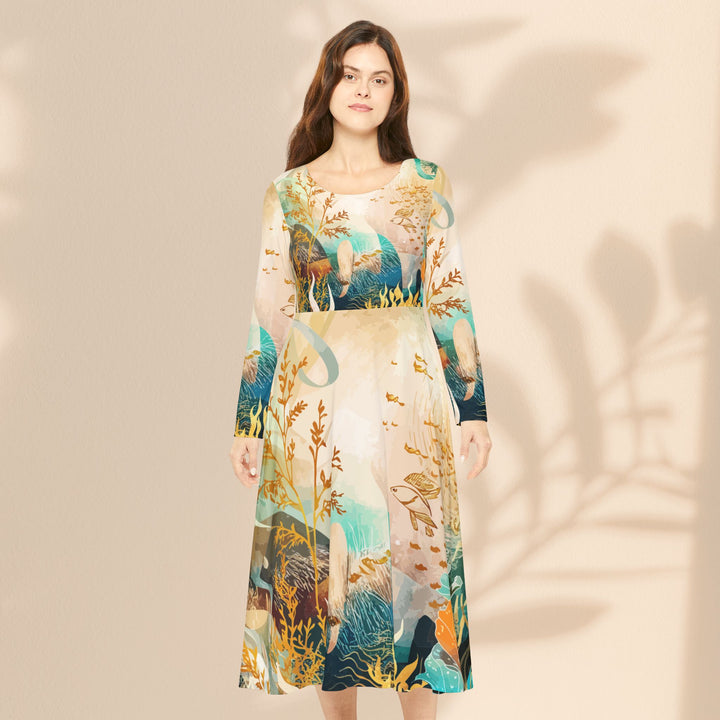 Women's Long Sleeve Dance Dress (AOP) - Marine Life