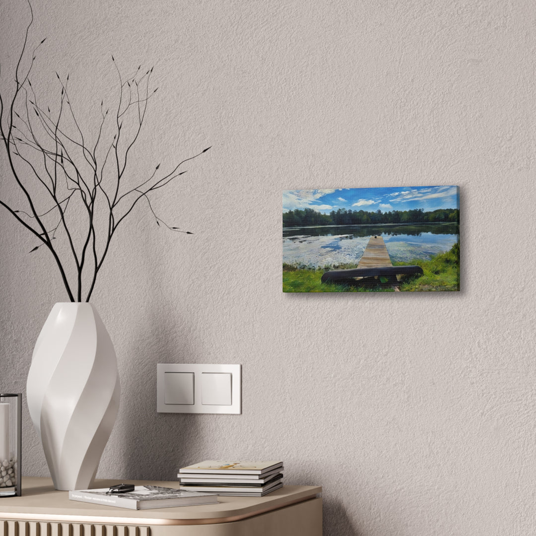 Tranquil Lakeside Dock Scene Canvas Wall Art