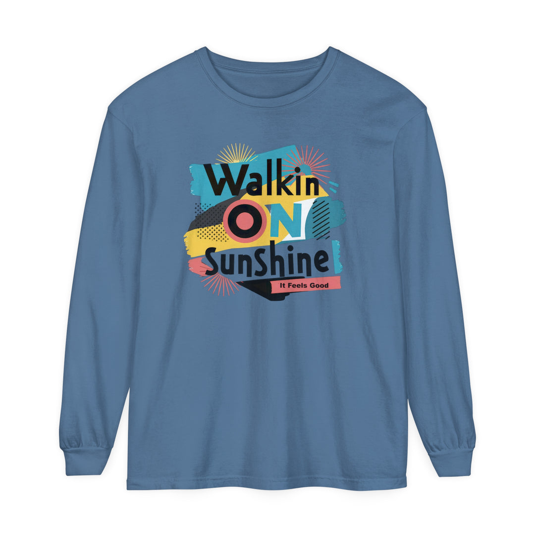 Unisex Garment-dyed Long Sleeve T-Shirt - Walking On Sunshine