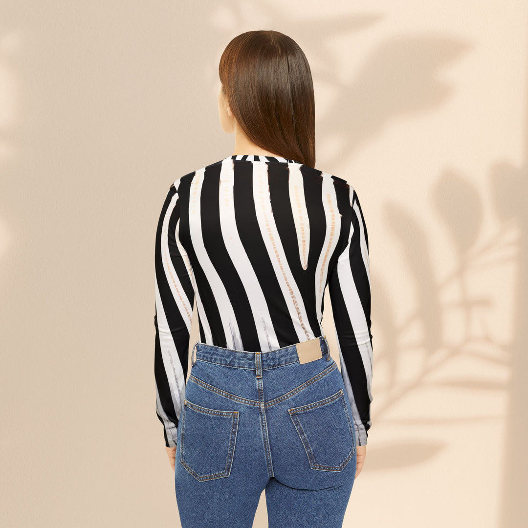 Zebra Print V‑Neck Long Sleeve Shirt — Bold Animal Pattern Women's Top