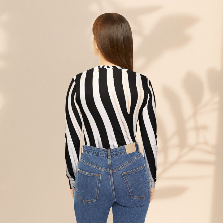 Zebra Print V‑Neck Long Sleeve Shirt — Bold Animal Pattern Women's Top