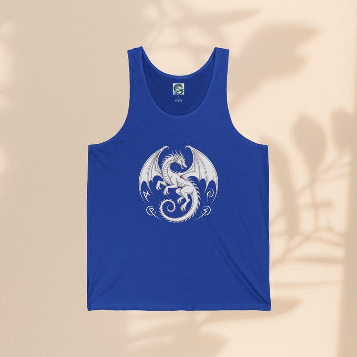 Dragon Design Unisex Jersey Tank, Cool Summer Tank Top, Gift for Fantasy Lovers, Casual Wear, Festival Outfit, Unique Graphic Gym Top