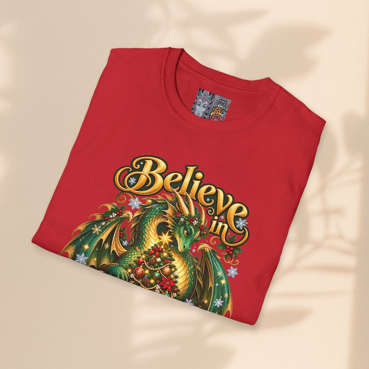 Believe in Christmas Magic T-Shirt – Festive Dragon Holiday Tee
