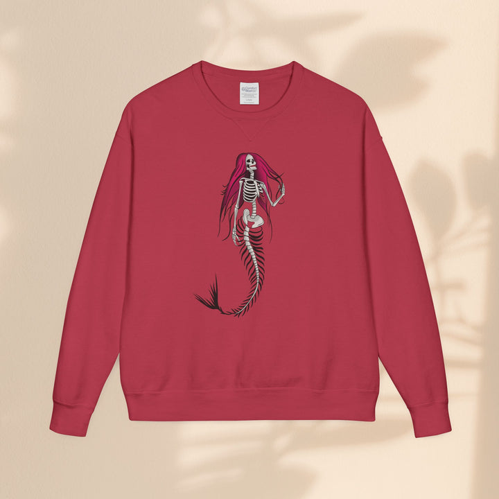 Crewneck Sweatshirt — Gothic Mermaid Skeleton Graphic