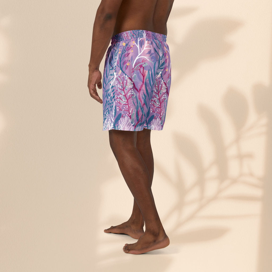 Unisex Swim Shorts - Perfect for Beach Days & Summer Vacations - Purple Seaweed