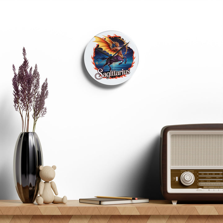 Sagittarius Acrylic Wall Clock — Zodiac Archer Centaur Design