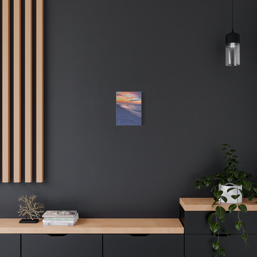 Sunset Beach Matte Stretched Canvas Print