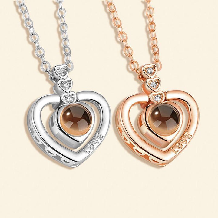 Heart-Shaped Projection Pendant Necklace