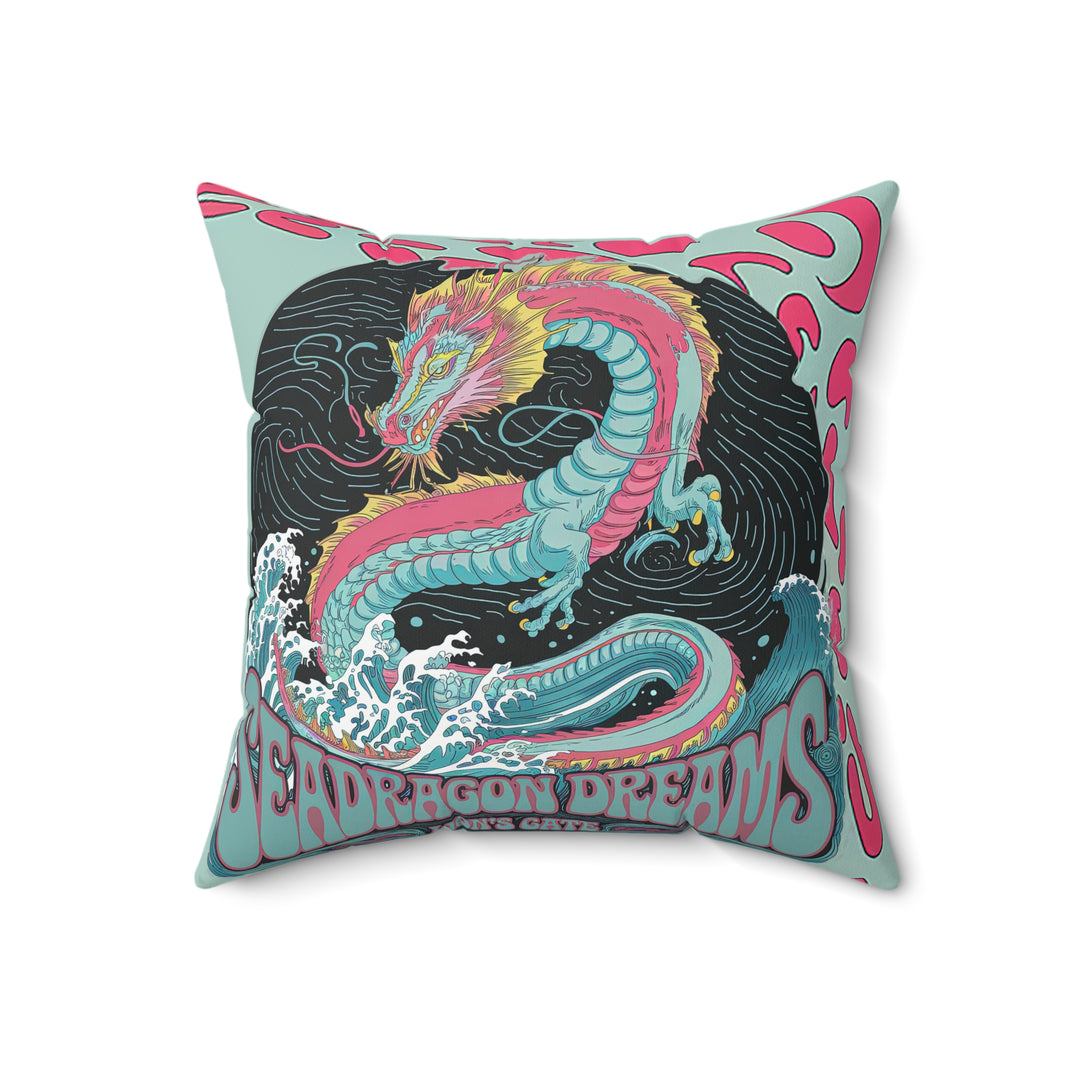 Spun Polyester Square Pillow - Sea Dragon Dreams