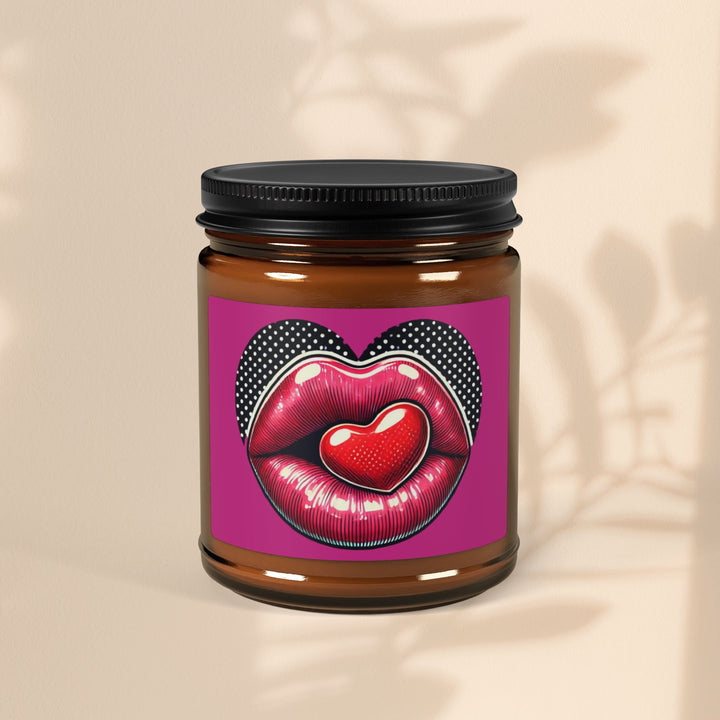 Scented Soy Candle (Multi-Size, Amber Jar) - Kiss Me