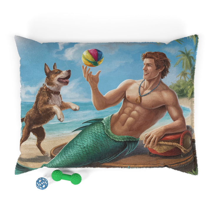 Merman Playing Ball With His Dog Pet Bed