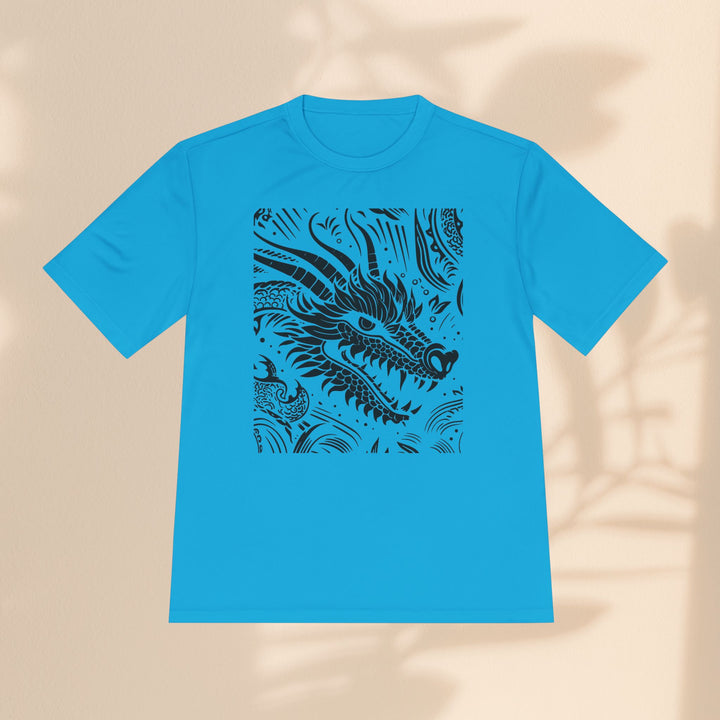 Unisex Moisture Wicking Tee - Dragon Black and White