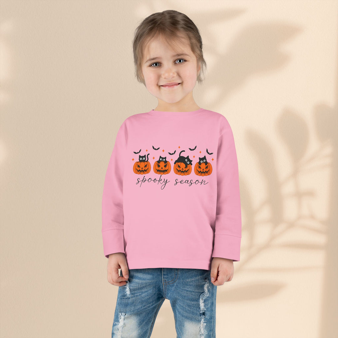 Adorable Toddler Spooky Season Halloween Long Sleeve Tee – Kids Pumpkin Outfit & Fall Gift