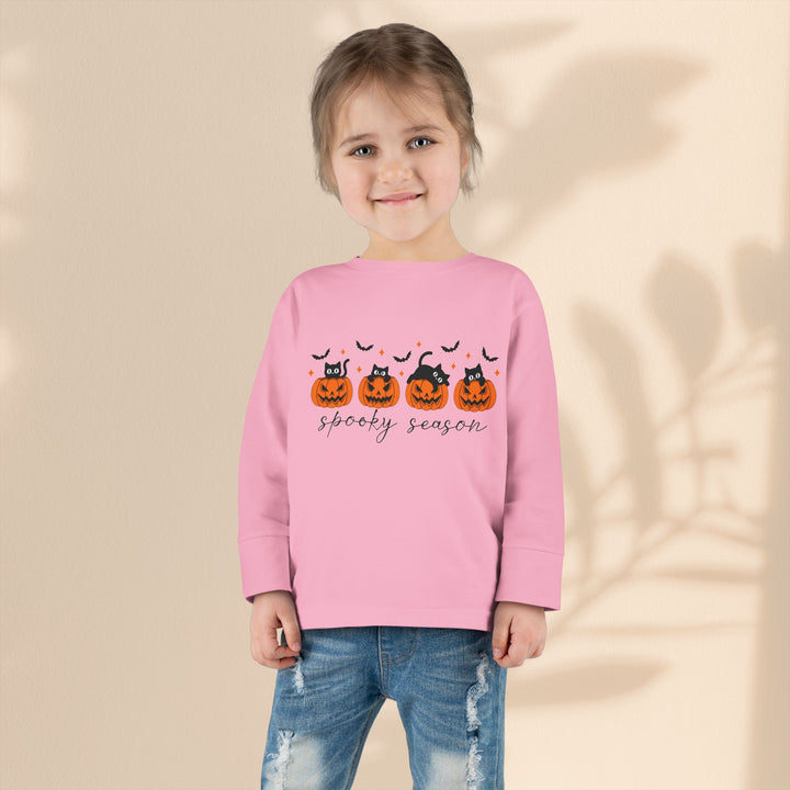 Adorable Toddler Spooky Season Halloween Long Sleeve Tee – Kids Pumpkin Outfit & Fall Gift