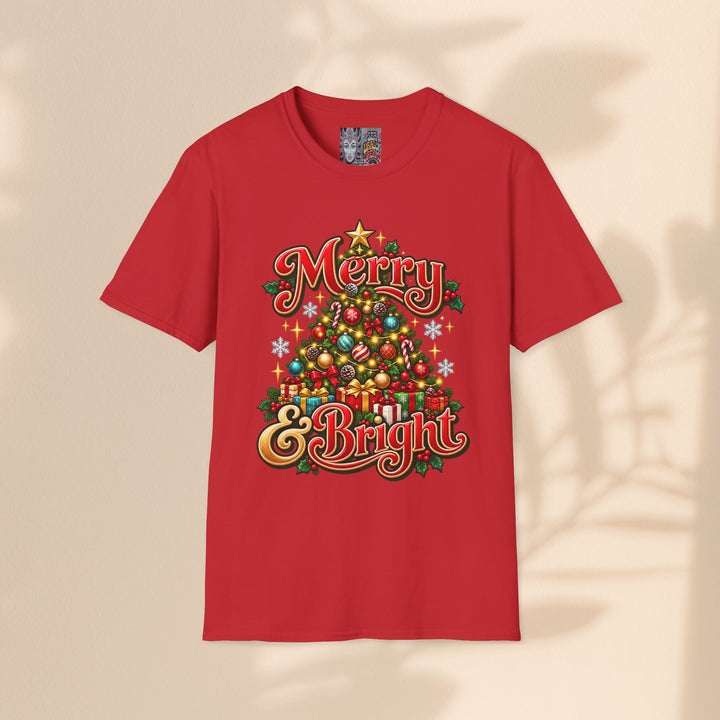 Merry & Bright Christmas T-Shirt – Festive Holiday Graphic Tee