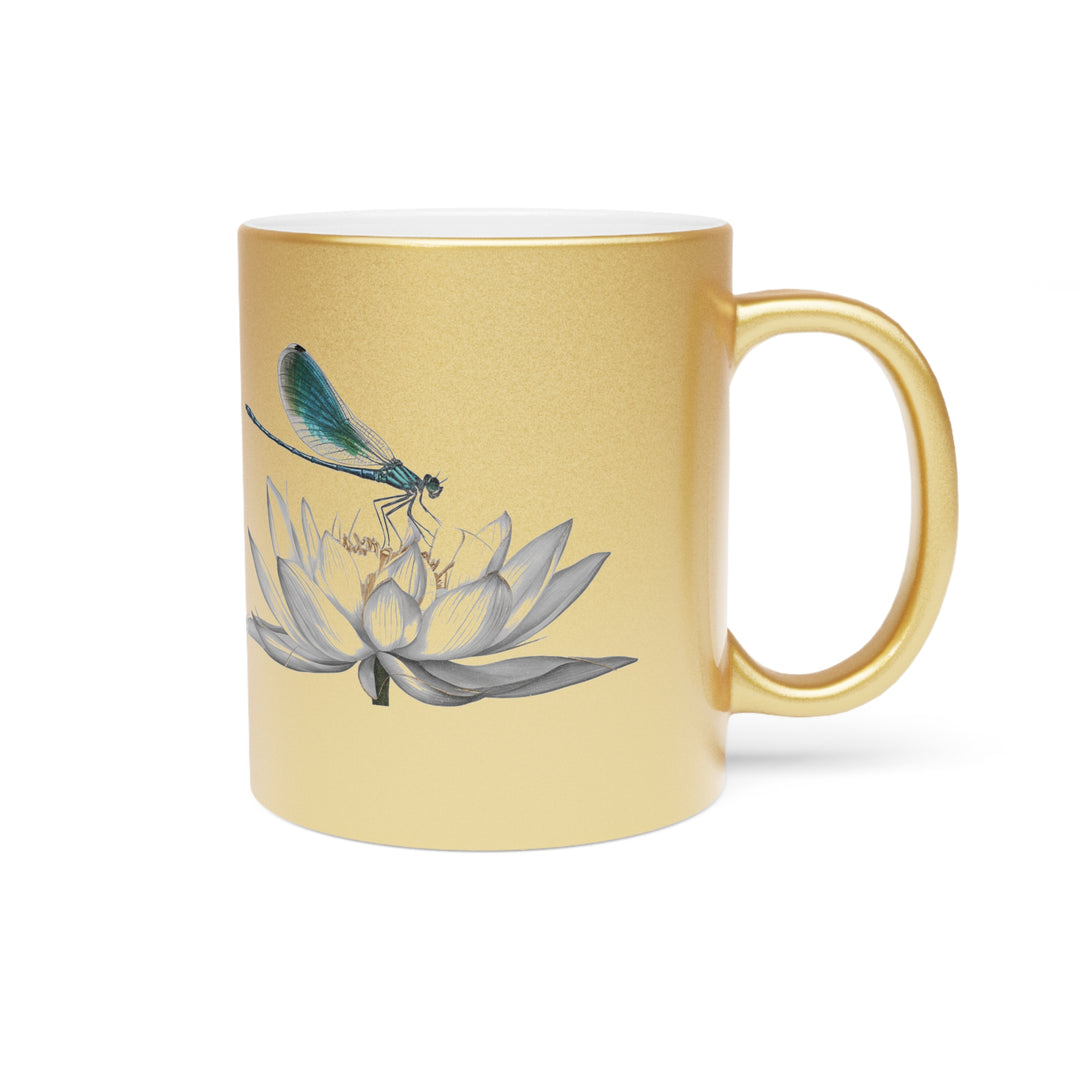 Metallic Mug (Silver\Gold) - Dragonfly