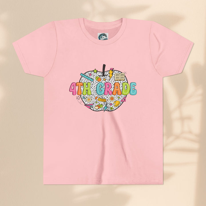 4th Grade Apple Youth T-Shirt, Fun Kids Tee, Back to School Shirt, Teacher Appreciation Gift, Colorful Youth Apparel