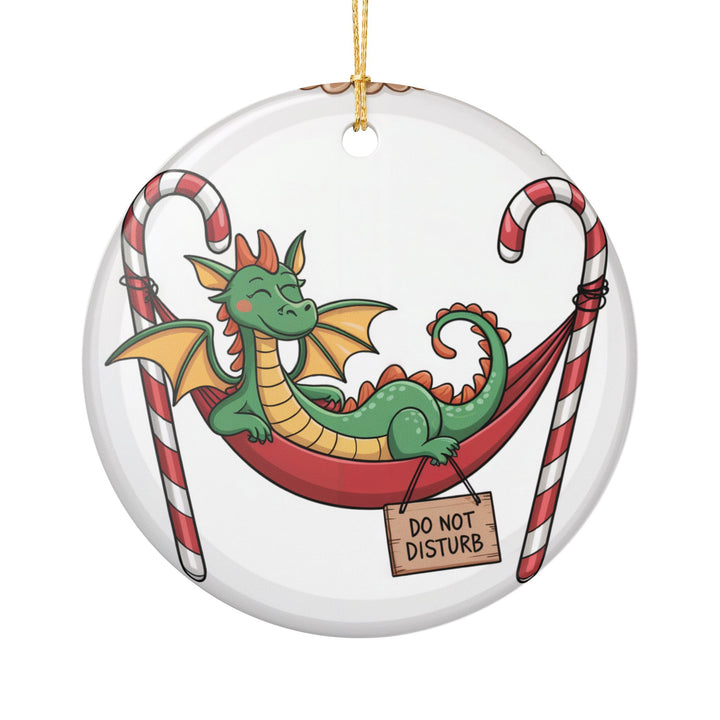 Do Not Disturb Dragon Ceramic Ornament – Fantasy Holiday Decoration & Keepsake Gift