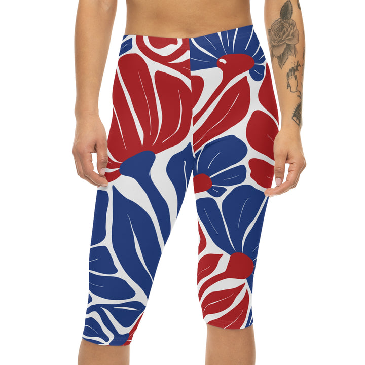 Floral Print Women’s Capri Leggings, Workout Pants, Stylish Activewear, Summer Fitness, Casual Lounge Wear