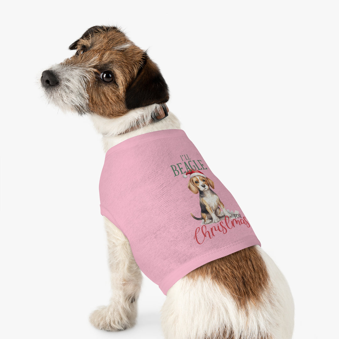 Festive Beagle Pet Tank Top - Holiday Dog Apparel - I'm Beagle for Christmas