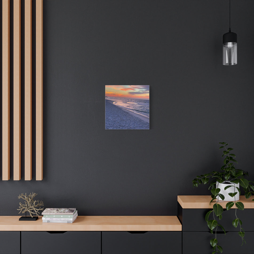 Sunset Beach Matte Stretched Canvas Print